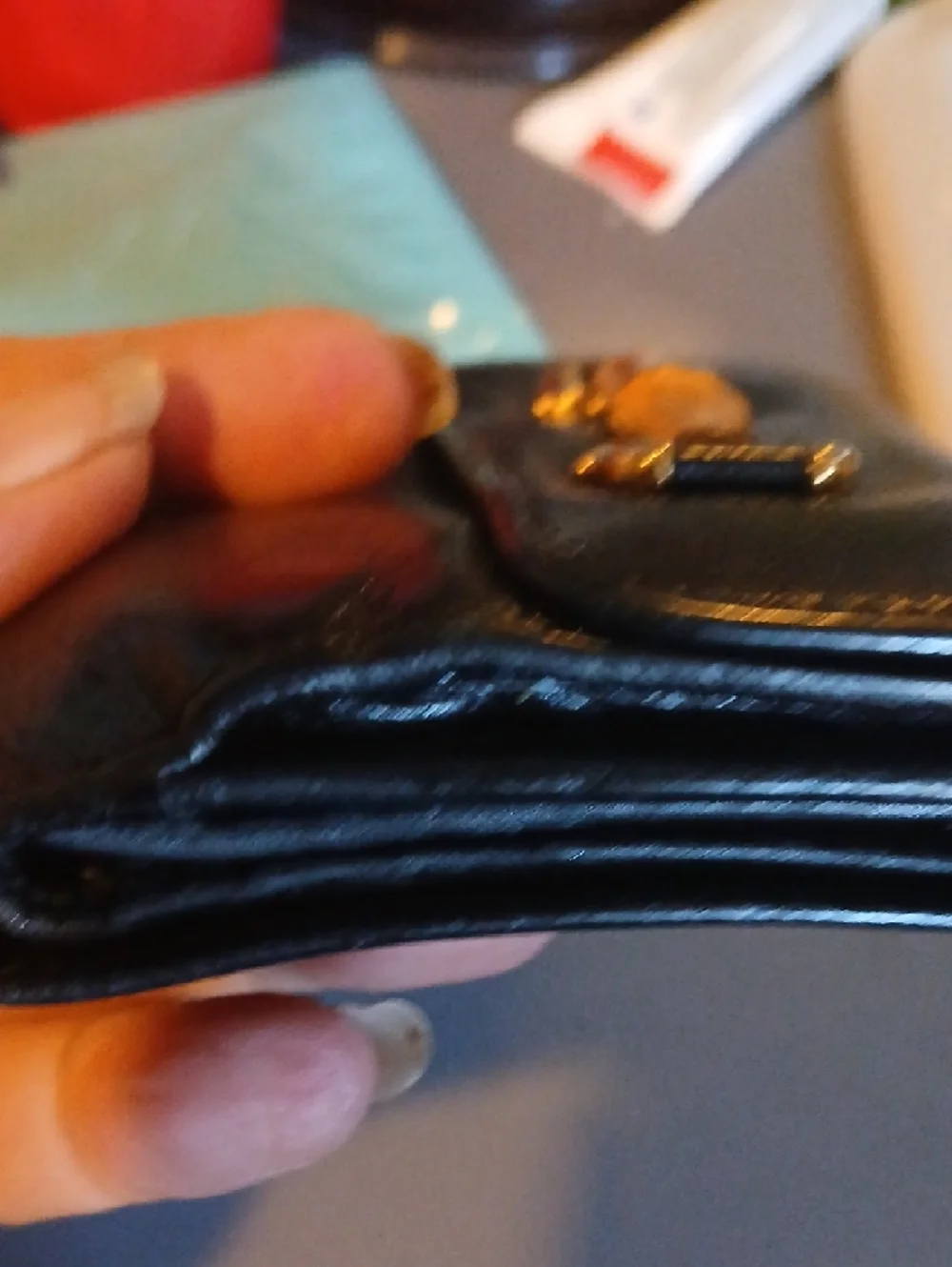 Gucci Black Leather Walletwith Gold Logo & Bamboo - Picture 7 of 7